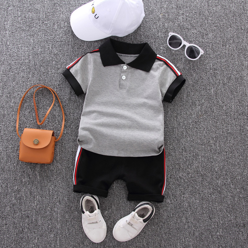 Polo shirt grey with shorts set