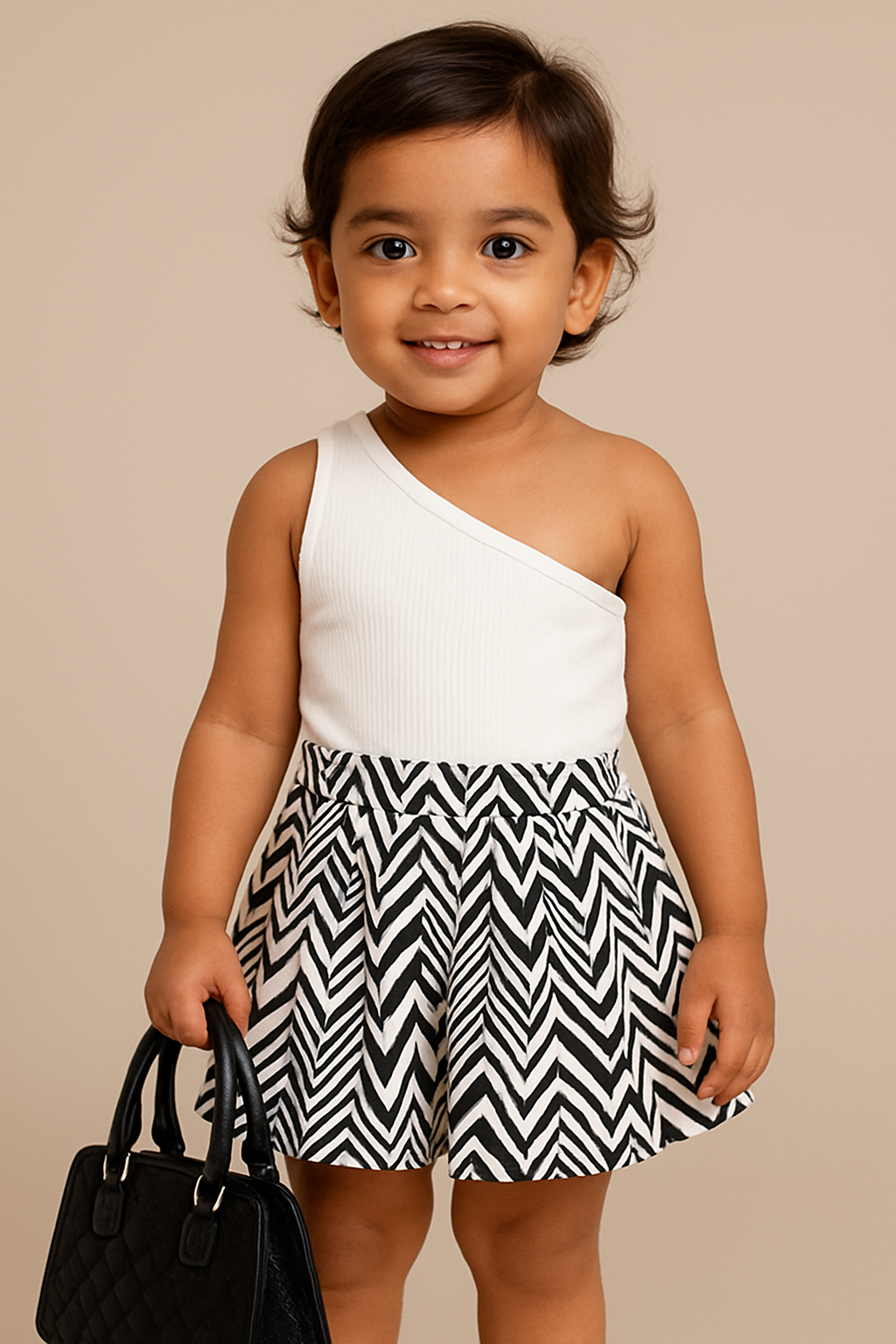 Cold Shoulder Tank Top and Geometry Print Shorts Set