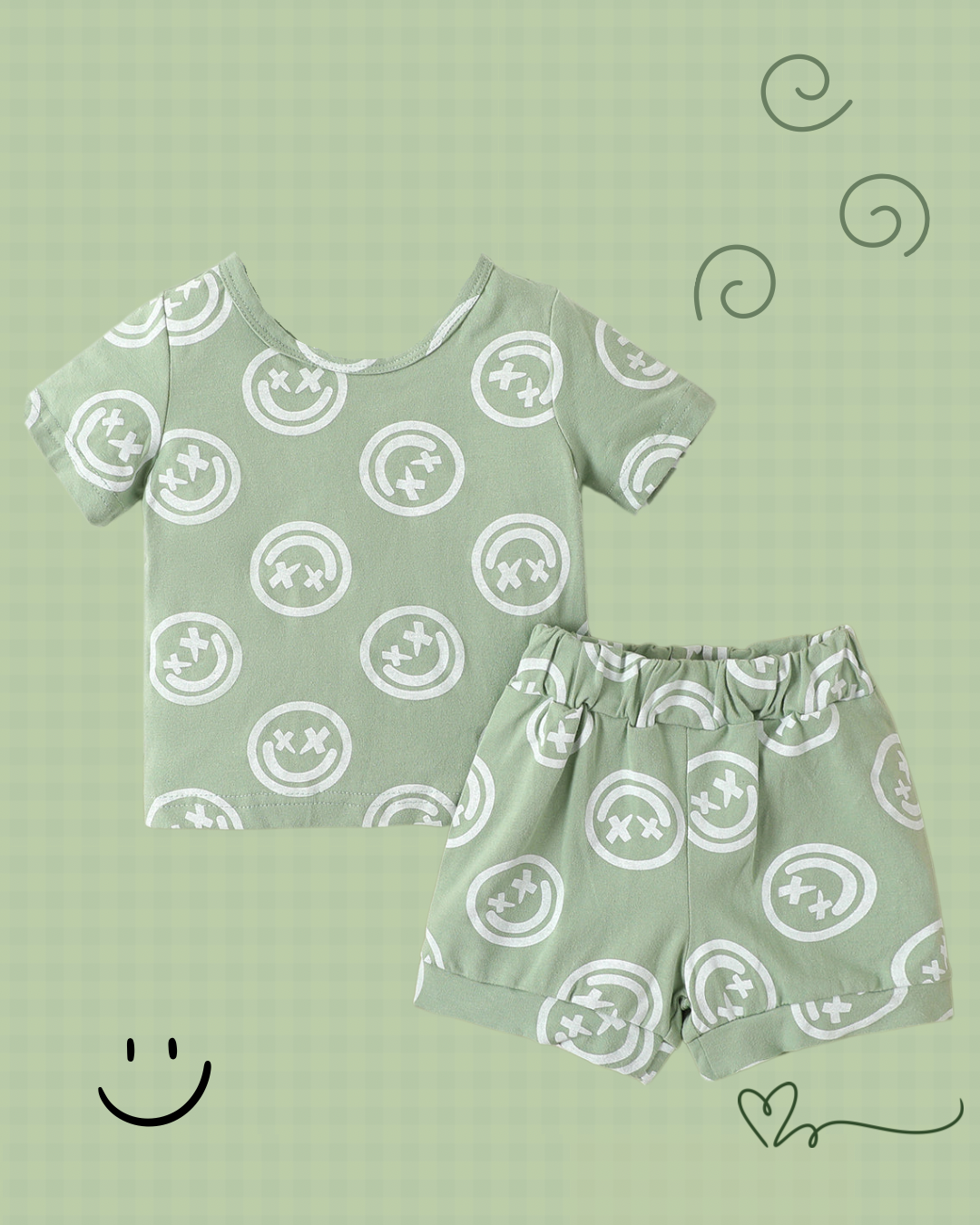 Short-sleeve Allover Print Tee & Shorts Set