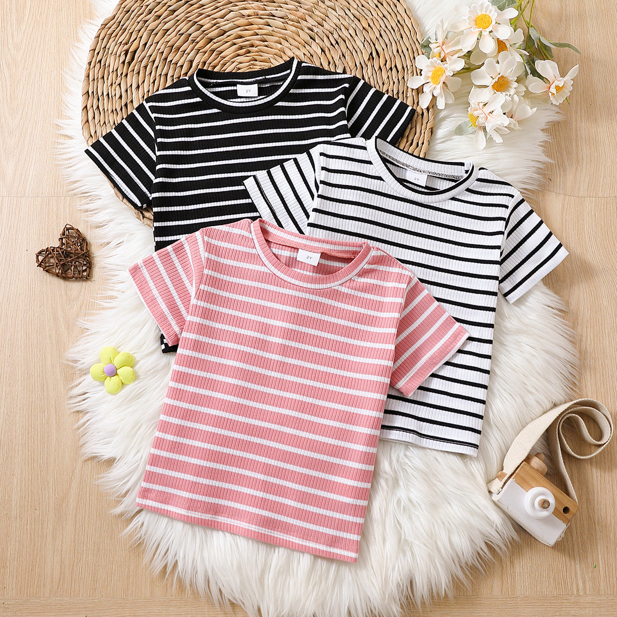 Toddler Girl Sweet Stripe Short-sleeve Tee