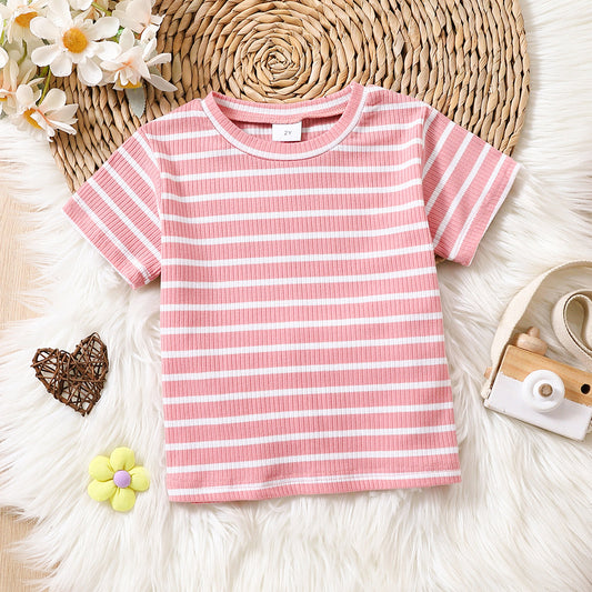 Toddler Girl Sweet Stripe Short-sleeve Tee