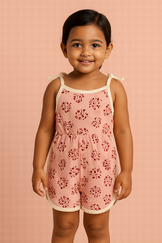 Leopard Heart Print Cami Romper Shorts